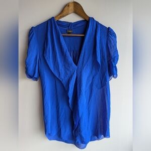 Aritzia BABATON Royal Blue Tinsley 100% Silk Blouse Size XS Fairy  Grunge Luxury